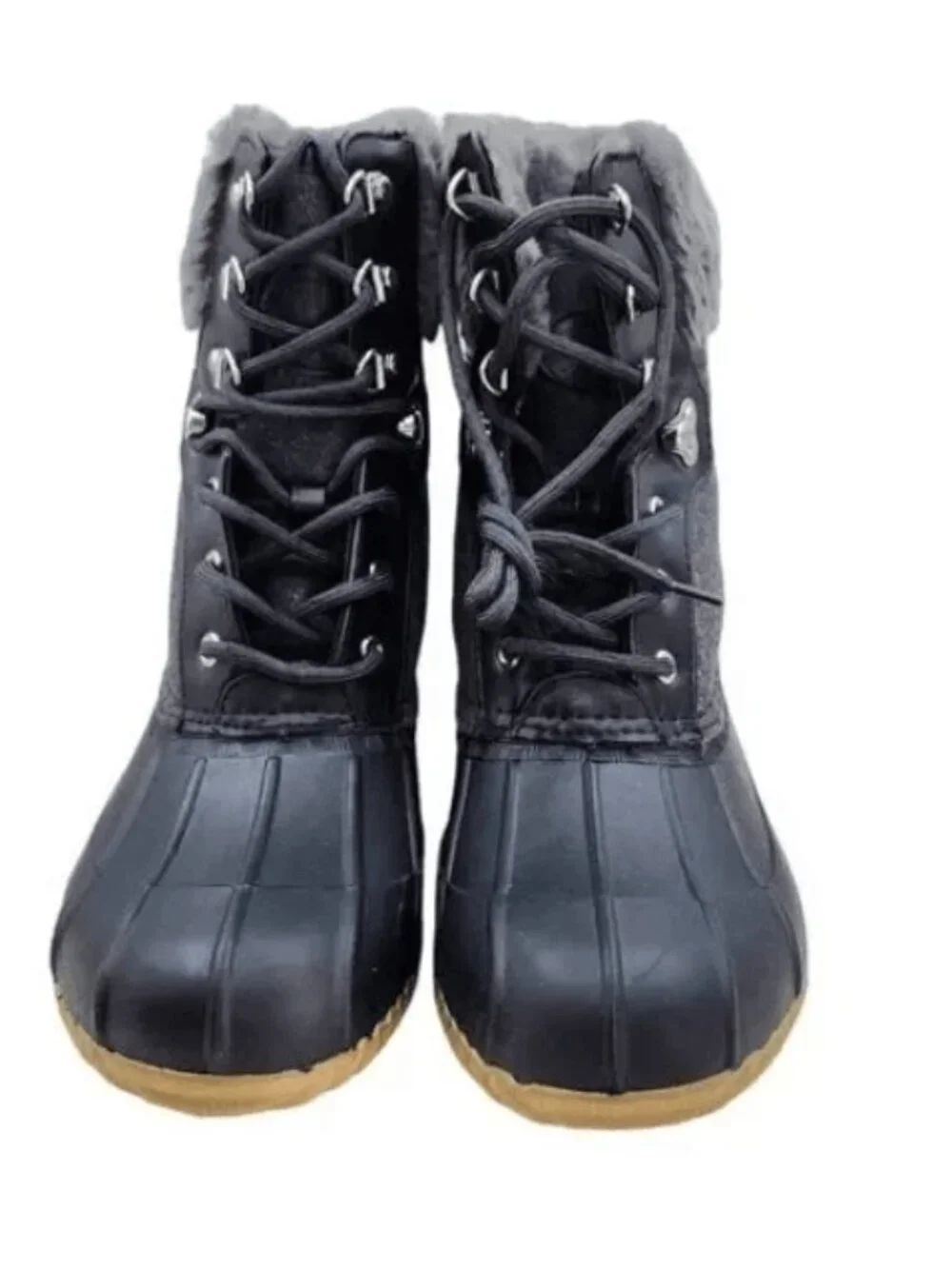 Tommy Hilfiger Women's Rian 2 Black Faux Fur Winter Boots Signature Size 10M